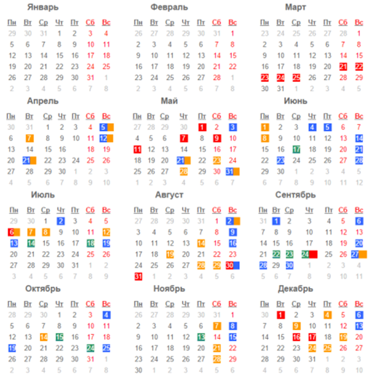 Производственный календарь на 2015 год | Полезная информация | Справочник  Костанай